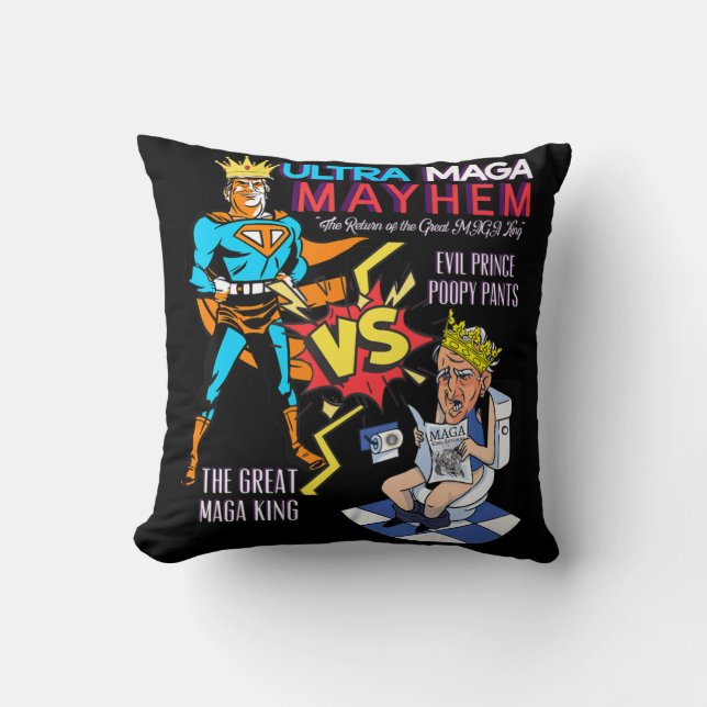 Great MAGA King Donald Trump Biden USA UltrA MAGA Throw Pillow (Front)