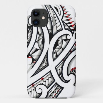 Great Maori Tribal Tattoo Designs With Red Shapes Iphone 11 Case by MarkStorm at Zazzle