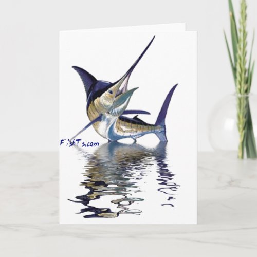 Great marlin with reflection in water card
