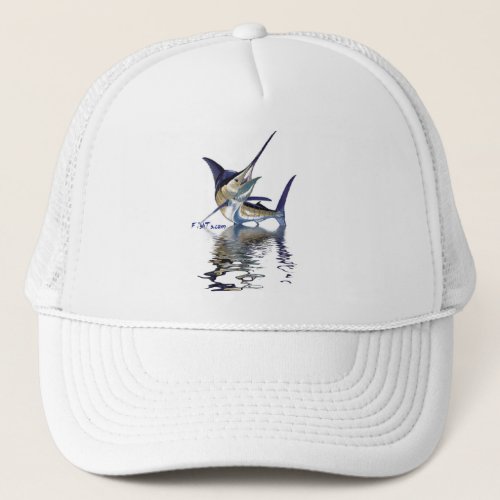 Great marlin with reflection in water trucker hat