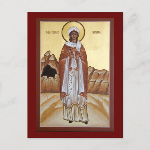 Great Martyr Barbara Icon Prayer Card