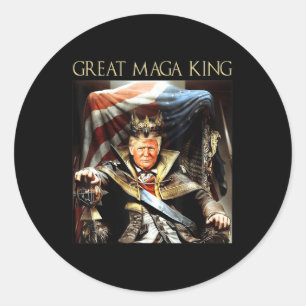 Great Mega King USA Flag Proud Ultra Maga Trump Classic Round Sticker