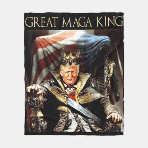 Great Mega King USA Flag Proud Ultra Maga Trump   Fleece Blanket