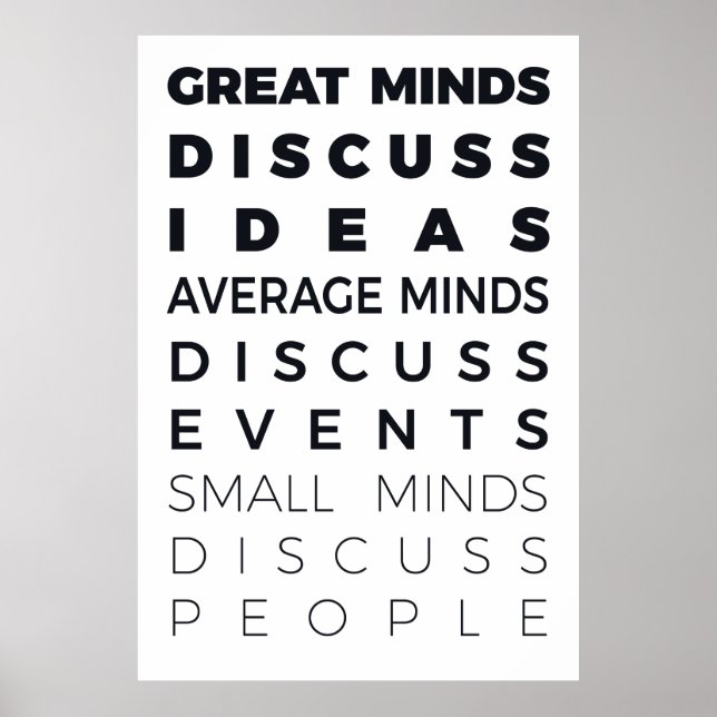 GREAT MINDS DISCUSS IDEAS  AVERAGE MINDS DISCUSS E POSTER (Front)