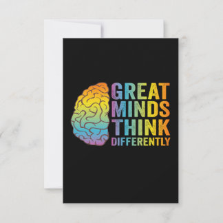 Great Minds Think Differently Adhd Neurodivergent  Thank You Card