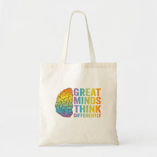Great Minds Think Differently Adhd Neurodivergent  Tote Bag