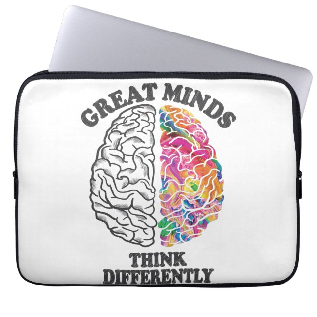 Great Minds Think Differently Brain Laptop Sleeve (Front)