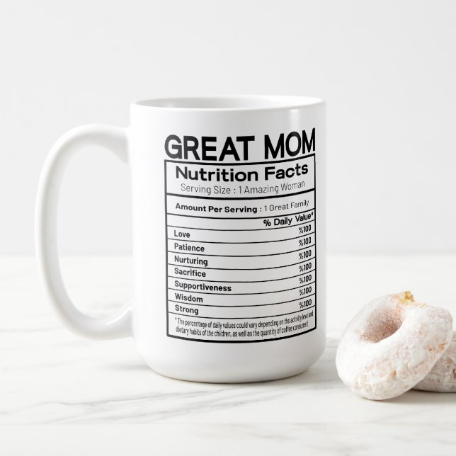 Great Mom Nutritional Facts Coffee Mug (With Donut)