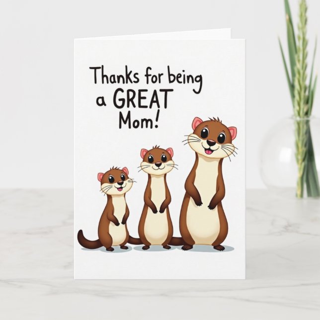 Great Mom Weasel Family Card (Front)
