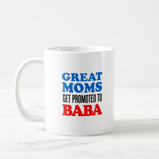 Great Moms Promoted To Baba Ukrainian Grandmother Coffee Mug (Left)