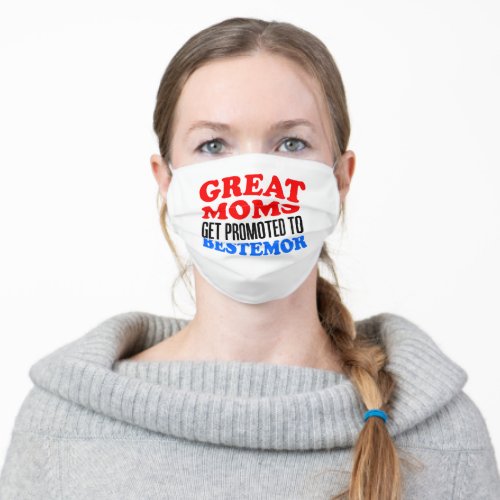 Great Moms Promoted To Bestemor Norwegian Grandma Adult Cloth Face Mask