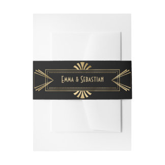 Great Monogrammed art deco wedding  Invitat Invitation Belly Band
