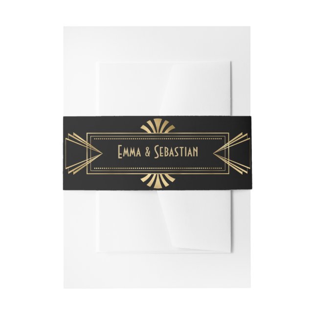 Great Monogrammed art deco wedding  Invitat Invitation Belly Band (Front Example)