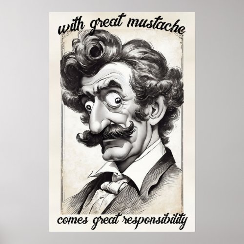 Great mustache comes great responsibility Funny   Poster