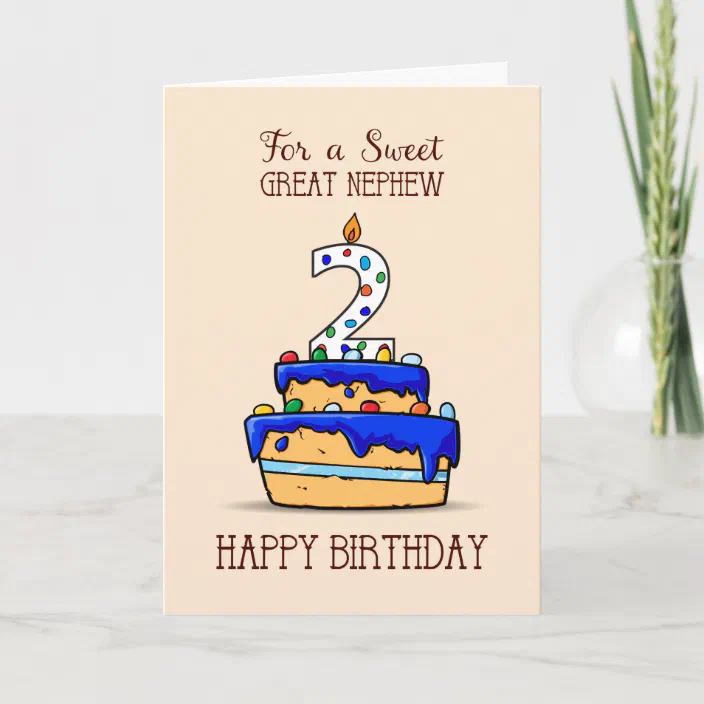 Happy 2nd Birthday Nephew Great Nephew 2Nd Birthday, 2 On Sweet Blue Cake Card | Zazzle.com
