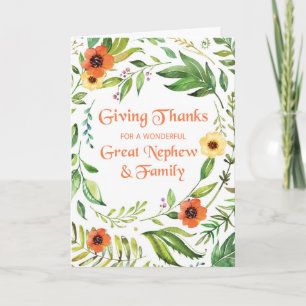 Great Nephew and Family Give Thanks Thanksgiving Card