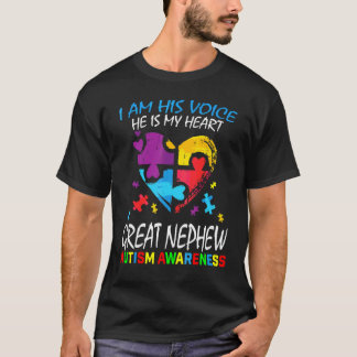 Great Nephew Autism Awareness Puzzle Piece Heart A T-Shirt