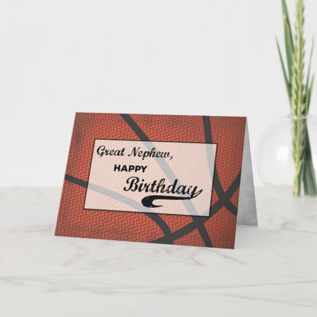 Great Nephew Birthday Basketball Large Distressed Card (Front)