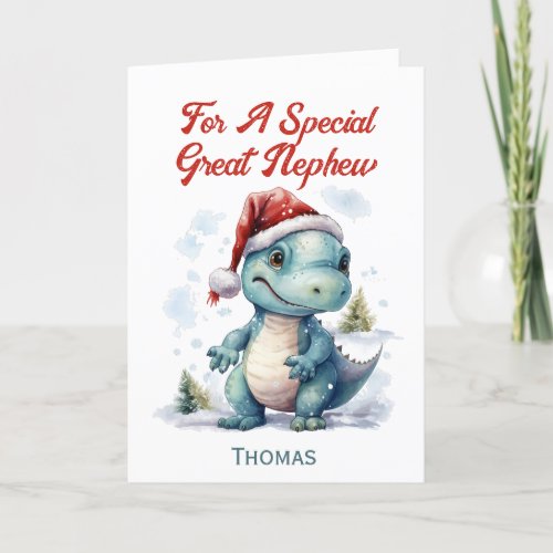 Great Nephew Christmas Dinosaur Holiday Card