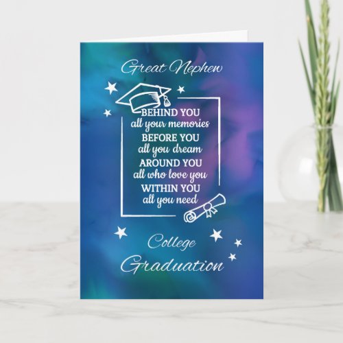 Great Nephew College Graduation Quote Watercolor