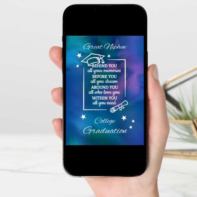 Great Nephew College Graduation Quote Watercolor Card (Front Digital)