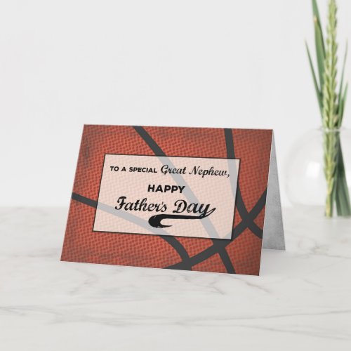 Great Nephew Fathers Day Basketball Large Distress Card