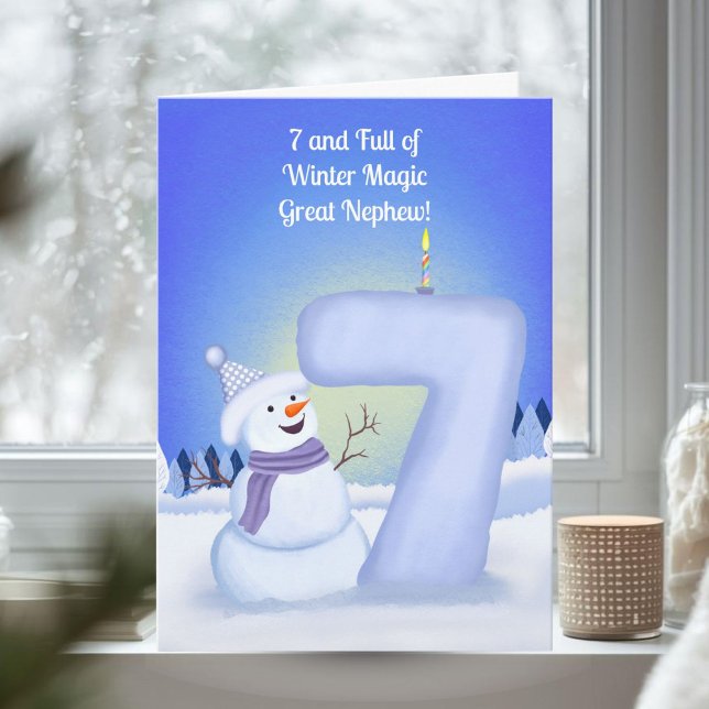 Great Nephew Happy 7th Birthday Snowman  Card (Creator Uploaded)