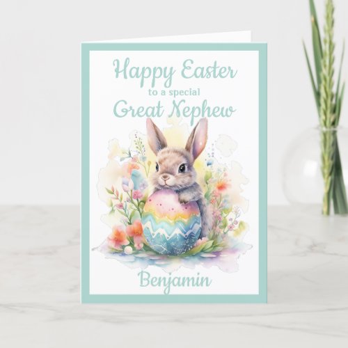 Great Nephew Happy Easter Bunny Egg Blue  Holiday Card