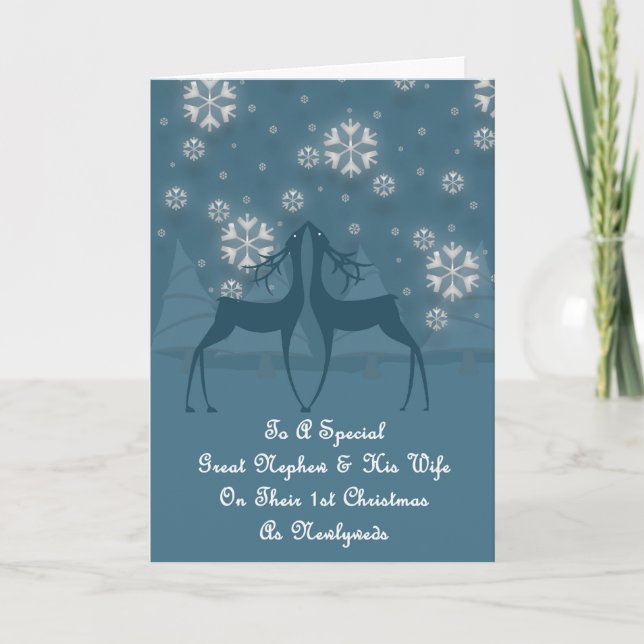 Great Nephew & His Wife Reindeer Christmas Holiday Card (Front)