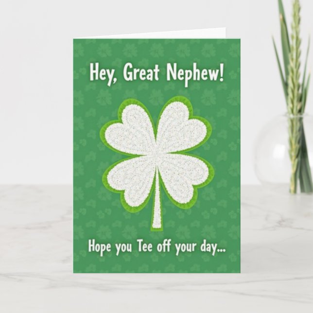 Great Nephew Lucky Clover Card (Front)