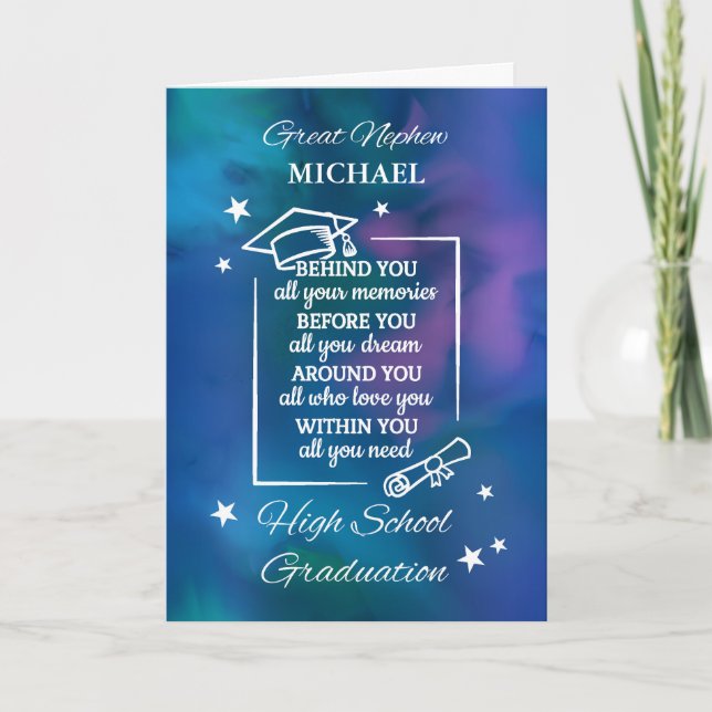 Great Nephew Personalize High School Graduation Card (Front)