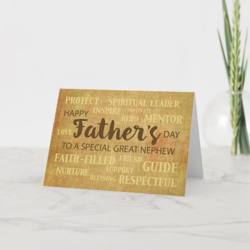 Great Nephew Religious Fathers Day Qualities Card