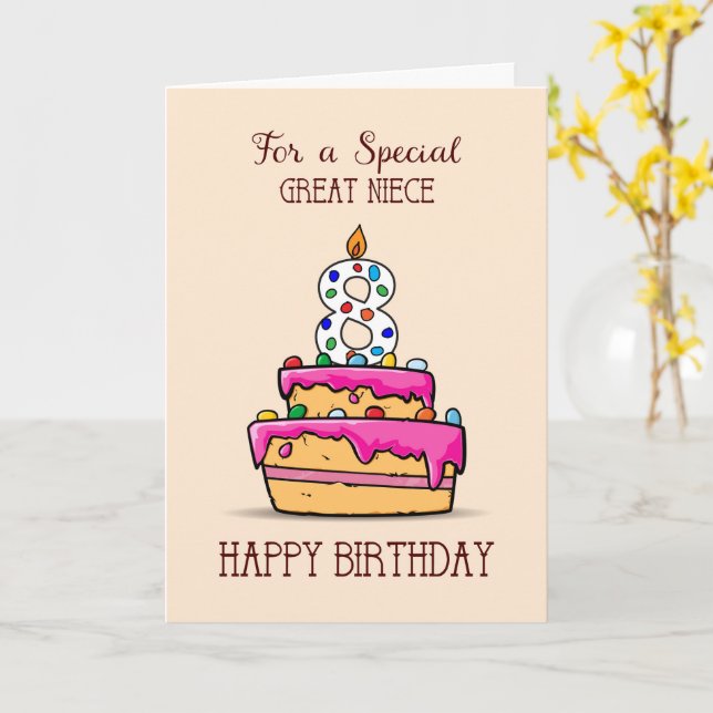 Great Niece 8th Birthday, 8 on Sweet Pink Cake Card | Zazzle great-niece-8th-birthday-8-on-sweet-pink-cake-card-zazzle
