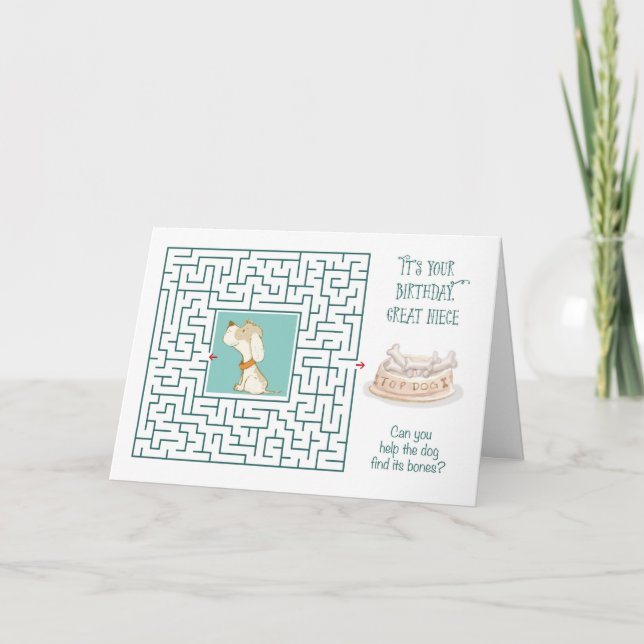 Great Niece Amazing Birthday Puzzle Maze Dog  Card (Front)