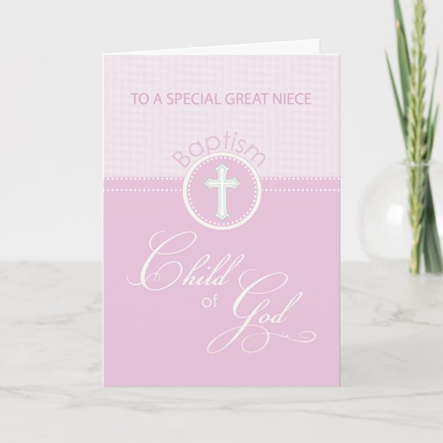 Great Niece Baptism Congratulations Pink Child Card (Front)