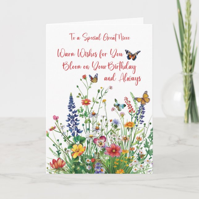 Great Niece Birthday Love In Bloom Wildflowers Card (Front)
