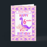 Great Niece Dinosaur 6 months Birthday Pink Card<br><div class="desc">A fun 6 months birthday card. This bright half a year birthday card features a cartoon Purple Brontosaurus and a Pink Triceratops, set on a pink and purple dinosaur background A lovely cute design for your great niece or granddaughter who will be six months years old. The birthday age and...</div>