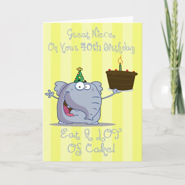 Great Niece Eat More Cake 40th Birthday Card (Front)