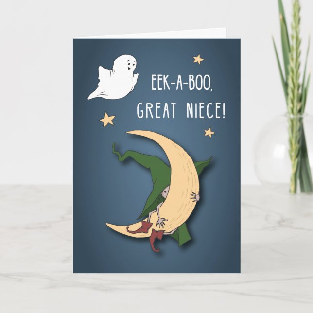 Great niece First Halloween Baby Peek A Boo Witch Card (Front)