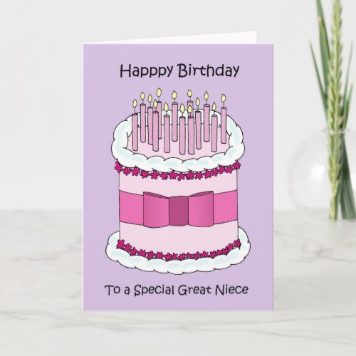 Great Niece Happy Birthday Cartoon Cake Card