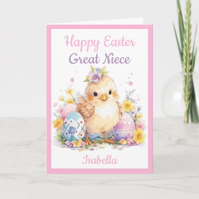 Great Niece Happy Easter Chick Egg Cute Holiday Card (Front)
