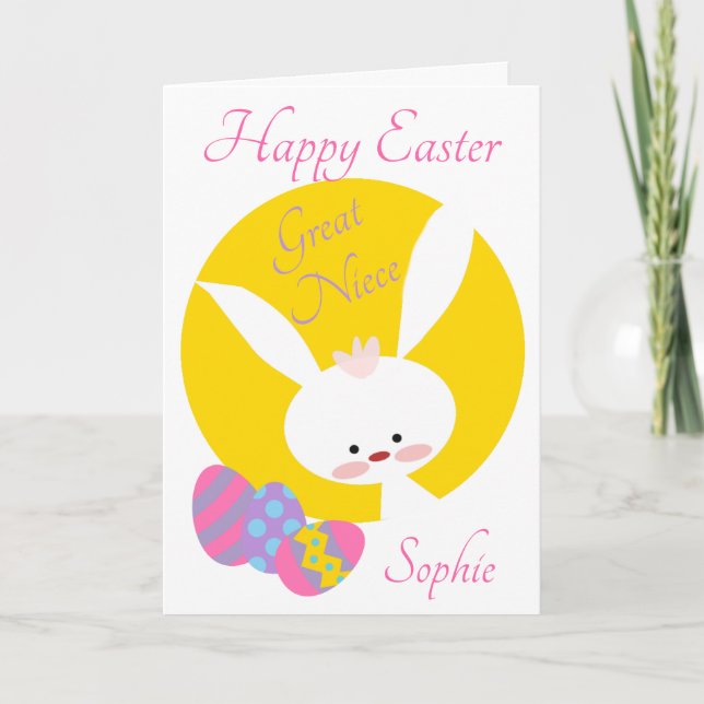 Great Niece Happy Easter Yellow  Card (Front)