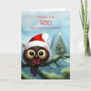 Great Niece Merry Christmas Cute Owl and Holiday Card