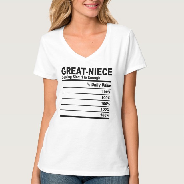 Great Niece Nutrition Facts Custom Personalized fo T-Shirt (Front)