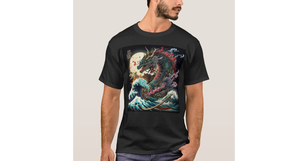 T-shirt GUESS Eco Japanese Dragon – Cotone Biologico – Uomo – Girocollo Con Ricamo Drago