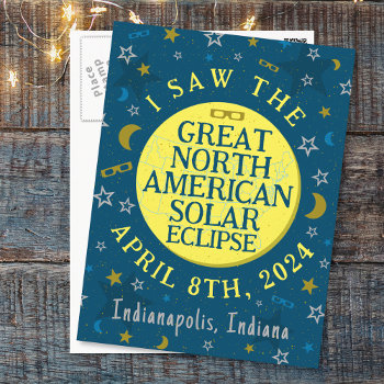 Great North American Solar Eclipse Apr 2024 Custom Postcard by FancyCelebration at Zazzle
