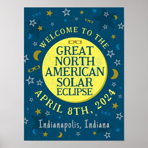 Great North American Solar Eclipse Apr 2024 Party Poster