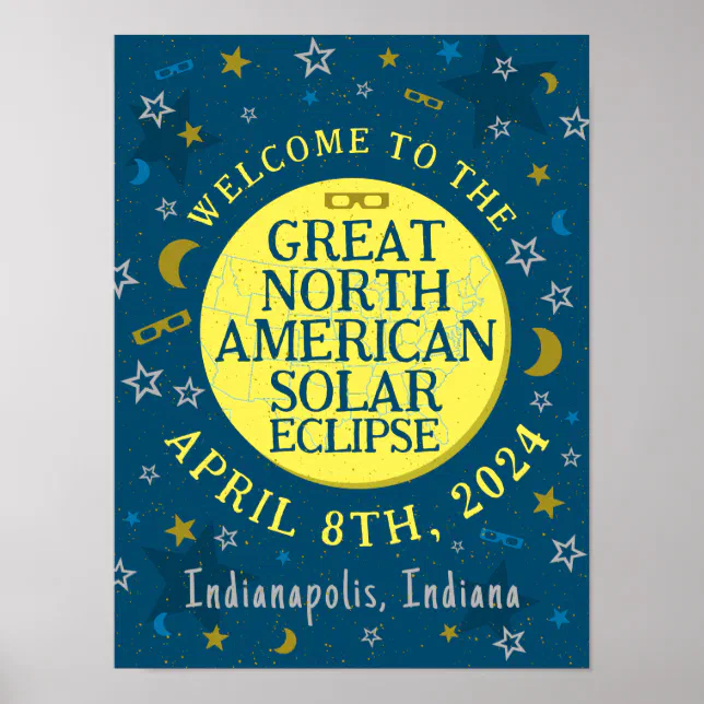 Great North American Solar Eclipse Apr 2024 Party Poster | Zazzle