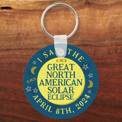 Great North American Solar Eclipse April 8 2024 Keychain