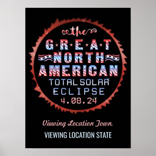 Great North American Solar Eclipse April 8th 2024 Poster